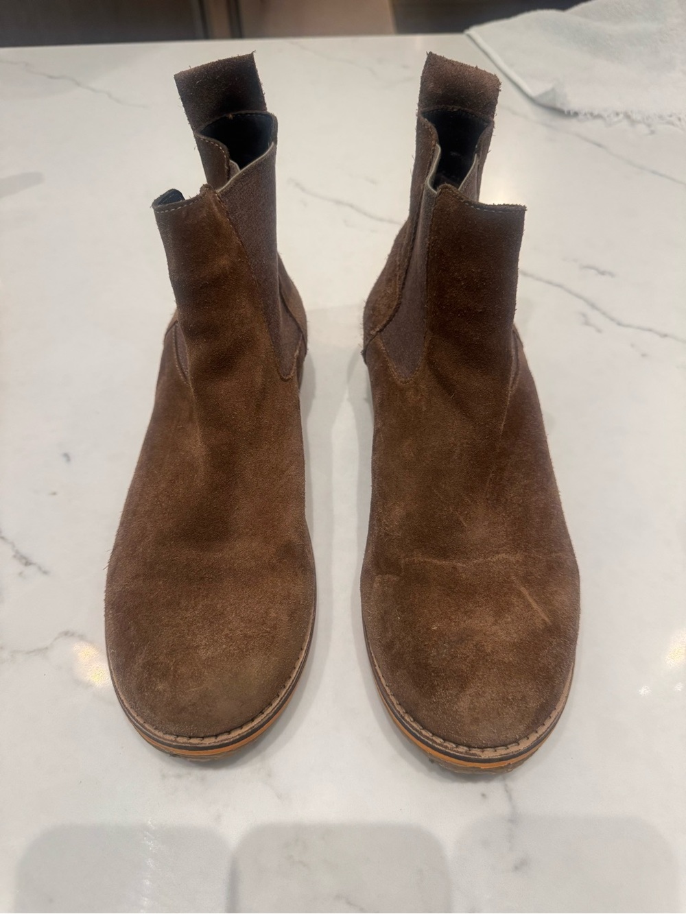 Classic Brown Suede Chelsea Ankle Booties - Pull-On Style